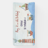 アホイ航海のキッズ水彩誕生日 横断幕 (縦)