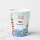 アホイ航海のキッズ水彩誕生日 紙コップ (正面)