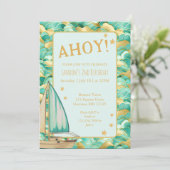 アホイ航海のグリーンと金ゴールドボート誕生日パーティー 招待状 (スタンド正面)