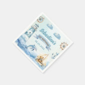 アホイ航海のセーラーボートブルー誕生日 スタンダードカクテルナプキン (角)