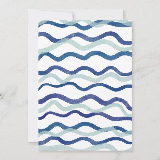 アホイ航海のセーラーボート青い赤の2番目の誕生日 招待状 (裏面)