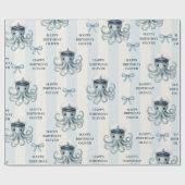 アホイ航海のタコパーソナライズされた誕生日 ラッピングペーパー (フラット)