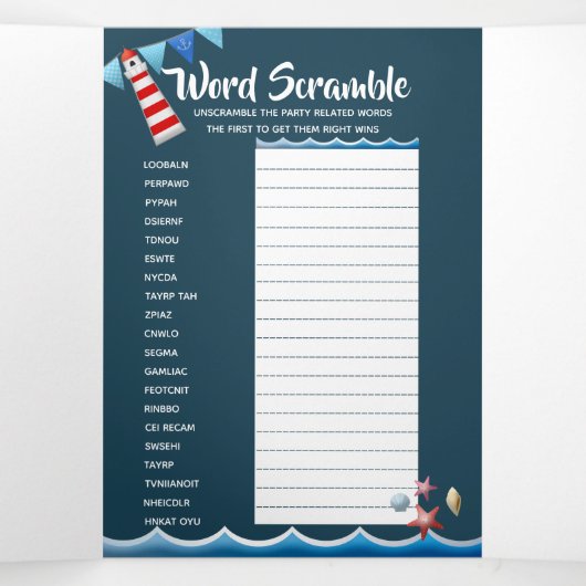 アホイ航海のライトハウス船シーボーイズ最初のパーティー 三つ折り招待状 (内部中)