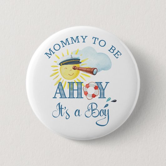 アホイ赤ちゃんシャワーを浴びるのは男の子ママ 缶バッジ (正面)