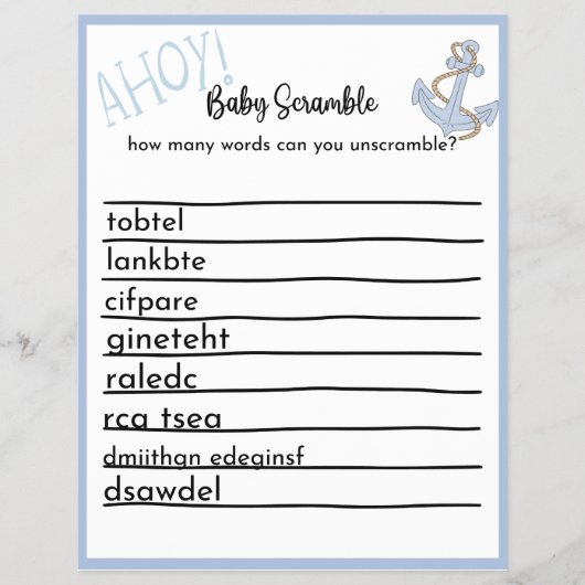 アホイ赤ちゃんシャワーゲーム チラシ (正面)