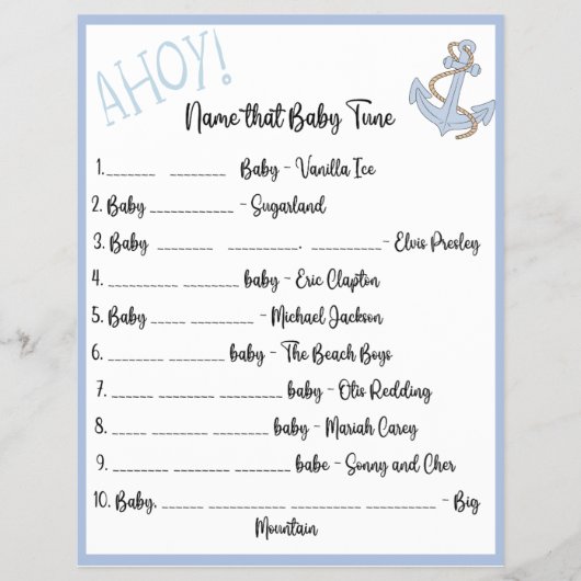 アホイ赤ちゃんシャワーゲーム チラシ (正面)