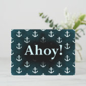 アホイ！いかりパターンデザイン濃い青 招待状 (スタンド正面)