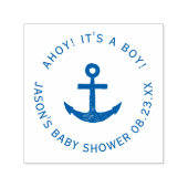 アホイ!いかり航海のブルーラウンドベビーシャワー セルフインキングスタンプ (デザイン)