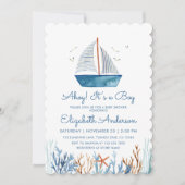 アホイ！かわいい帆船ベイビーシャワー 招待状 (正面)