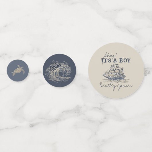 アホイ！その男の子のヴィンテージ航海のシャワーの装飾 コンフェッティ (正面)