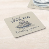 アホイ！その男の子のヴィンテージ航海のシャワーの装飾 スクエアペーパーコースター (アングル)