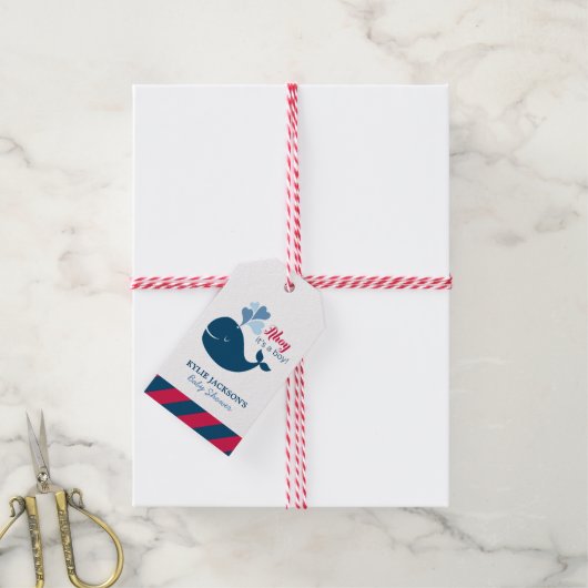 アホイ、それはボーイネイビーホエー航海のルの赤ちゃんシャワーだ ギフトタグ (より糸付き)