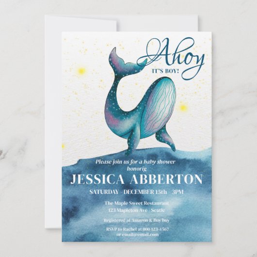 アホイ、それは男の子の航海のシャワーだ 招待状 (正面)