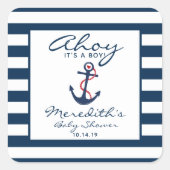 アホイ、それは男の子の赤ん航海のだシャワーの好意 スクエアシール (正面)