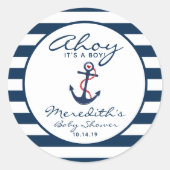 アホイ、それは男の子の赤航海のちゃんシャワー封筒だ ラウンドシール (正面)