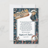 アホイ、それは男の子テディ航海のベア赤ちゃんシャワー サンキューカード (正面)