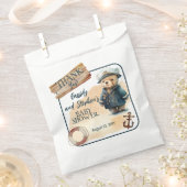 アホイ、それは男の子テディ航海のベア赤ちゃんシャワー フェイバーバッグ (クリップ留めされた状態)