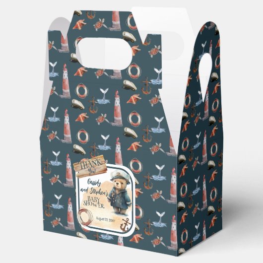 アホイ、それは男の子テディ航海のベア赤ちゃんシャワー フェイバーボックス (オープン)