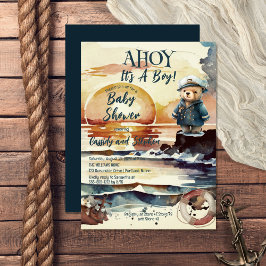 アホイ、それは男の子テディ航海のベア赤ちゃんシャワー 招待状