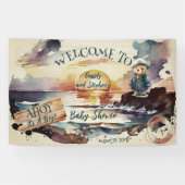 アホイ、それは男の子テディ航海のベア赤ちゃんシャワー 横断幕 (横)