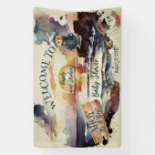 アホイ、それは男の子テディ航海のベア赤ちゃんシャワー 横断幕 (縦)