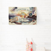 アホイ、それは男の子テディ航海のベア赤ちゃんシャワー 横断幕 (インサイチュ)