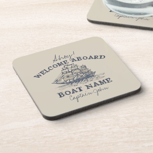 アホイ！ようこそ船パーソナライズされたヴィンテージ航海の コースター (左側)