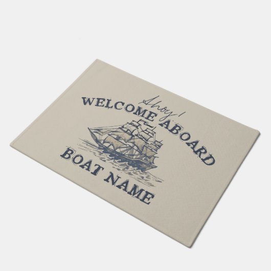 アホイ！ようこそ船パーソナライズされたヴィンテージ航海の ドアマット (アングル)