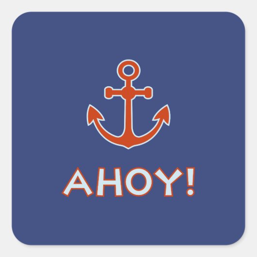 アホイ！タイプといかりデザイン赤と青 スクエアシール (正面)