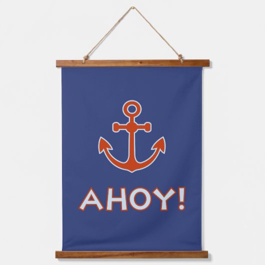 アホイ！タイプといかりデザイン赤と青 吊り下げ型タペストリー (正面)