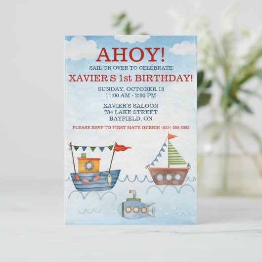 アホイ！ボート航海のと潜水艦の誕生日パーティー 招待状 (スタンド正面)