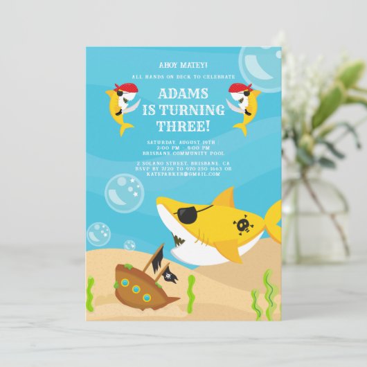 アホイ・マテイ!イエローシャークパイレーツアンダーシーズ誕生日 招待状 (スタンド正面)