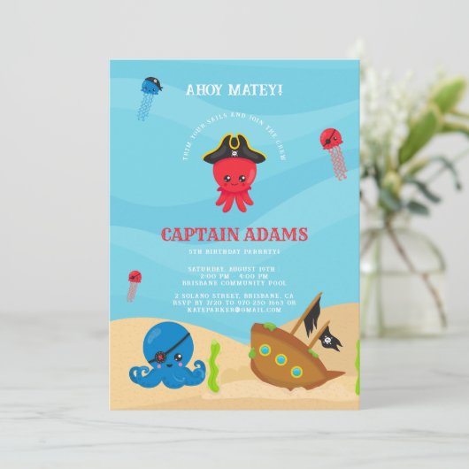 アホイ・マテイ!タコパイレーツボーイズ誕生日 招待状 (スタンド正面)