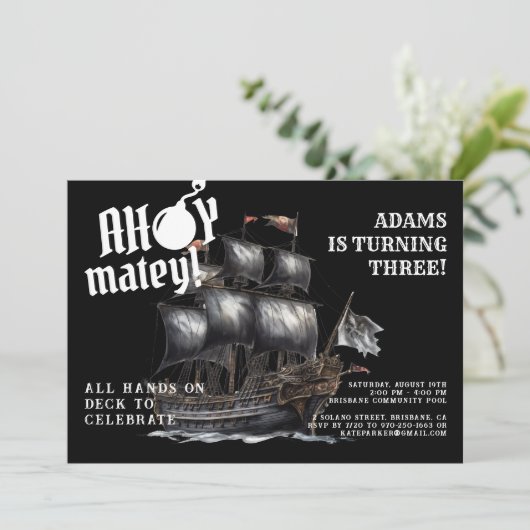 アホイ・マテイ！ダークパイレーツシップ誕生日 招待状 (スタンド正面)
