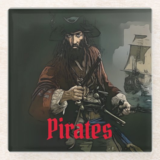 アホイ、マテイ!海賊パーティーガラスのコースター ガラスコースター (正面)