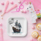 アホイ・マテイ！黒海賊船誕生日 ペーパープレート (パーティー)