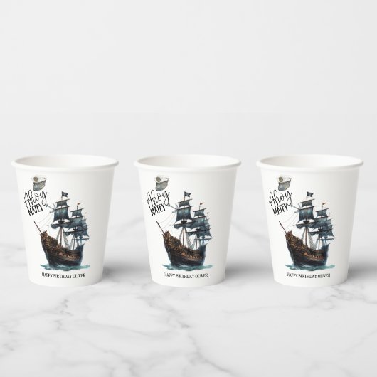 アホイ・マテイ！黒海賊船誕生日 紙コップ (複数)