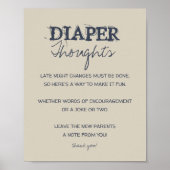 アホイ！ヴィンテージ航海のベビーおむつ思考サイン ポスター (正面)