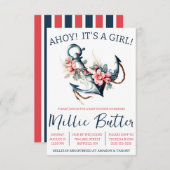 アホイ！女の子だ！フローラいかりベビーシャワー 招待状 (正面/裏面)