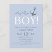 アホイ！少年だ |ベビーシャワー招待状 ポストカード (正面)