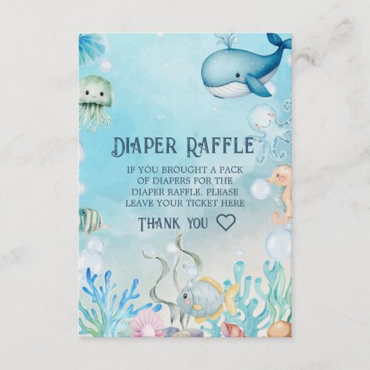 アホイ！少年用ベビシャワーおむつラッフルカード エンクロージャーカード (正面)