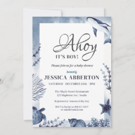 アホイ、海の下の少年海動物ベビー 招待状