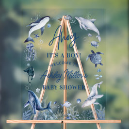 アホイ！海の男の子の赤ちゃんシャワーの下の男の子だ アクリルサイン