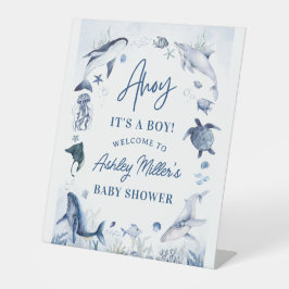 アホイ！海の男の子の赤ちゃんシャワーの下の男の子だ 台座サイン