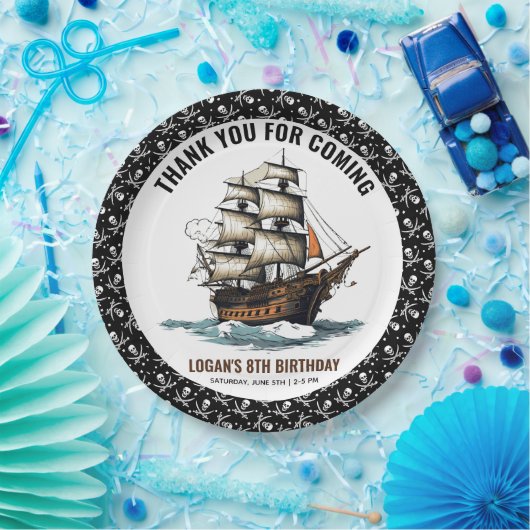 アホイ！海賊船第8誕生日 ペーパープレート (パーティー)