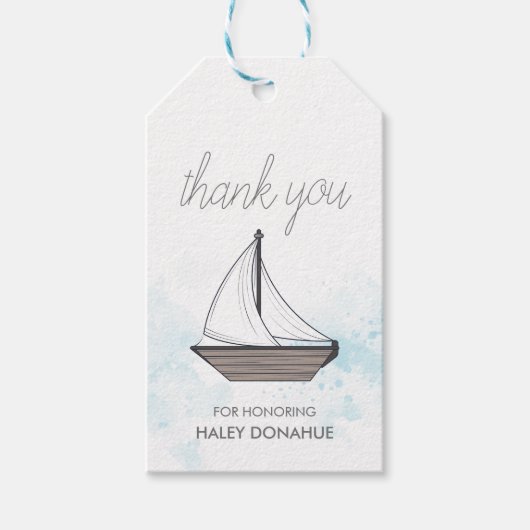 アホイ！男の子だ！ベビー帆船サンキュービナー ギフトタグ (正面)