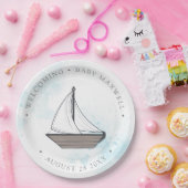 アホイ！男の子だ！ベビー帆船ベビー ペーパープレート (パーティー)