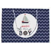 アホイ!男の子の帆船の赤ん航海のだシャワー ラージペーパーバッグ (裏面)