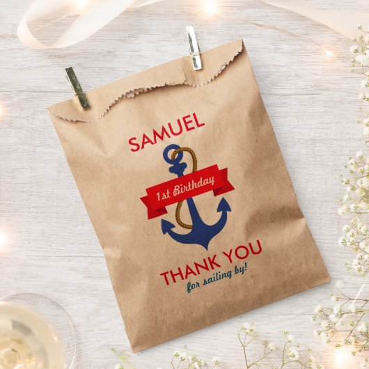 アホイ!誕生日航海のベビーシャワー フェイバーバッグ (クリップ留めされた状態)