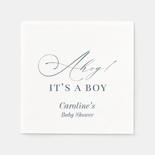 アホイ！Boy Baby Shower Navy Blue スタンダードカクテルナプキン (正面)
